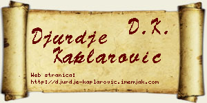 Đurđe Kaplarović vizit kartica